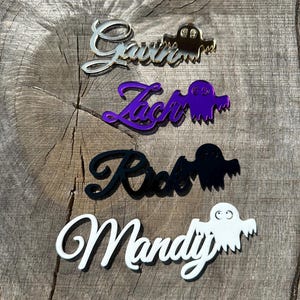 Place cards with ghost, Wedding place cards, Custom laser-cut names, Laser cut names, Name tags, Party, Decoration, Gift, halloween, ghosts