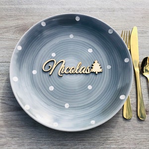 Segnaposto con albero di Natale, Segnaposto per matrimonio, Nomi personalizzati tagliati al laser, Etichette con nome, Festa, Decorazione, Regalo, Natale, albero
