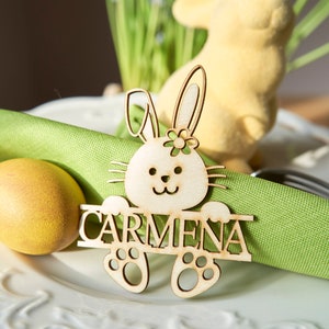 Bunny place cards, custom place cards,custom name place card, gift, pet, party, celebration, engraving, rabbit, bunny, decoration, easter image 1
