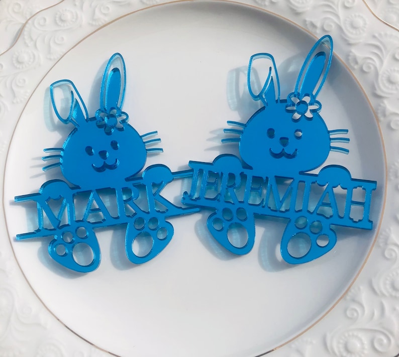 Bunny place cards, custom place cards,custom name place card, gift, pet, party, celebration, engraving, rabbit, bunny, decoration, easter image 6