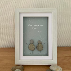 Steinbild „Leise rieselt der Schnee“ Pebble Art, Weihnachten, Advent, Weihnachtszeit, Geschenk, Freund, Partner, Geschwister, Freundin