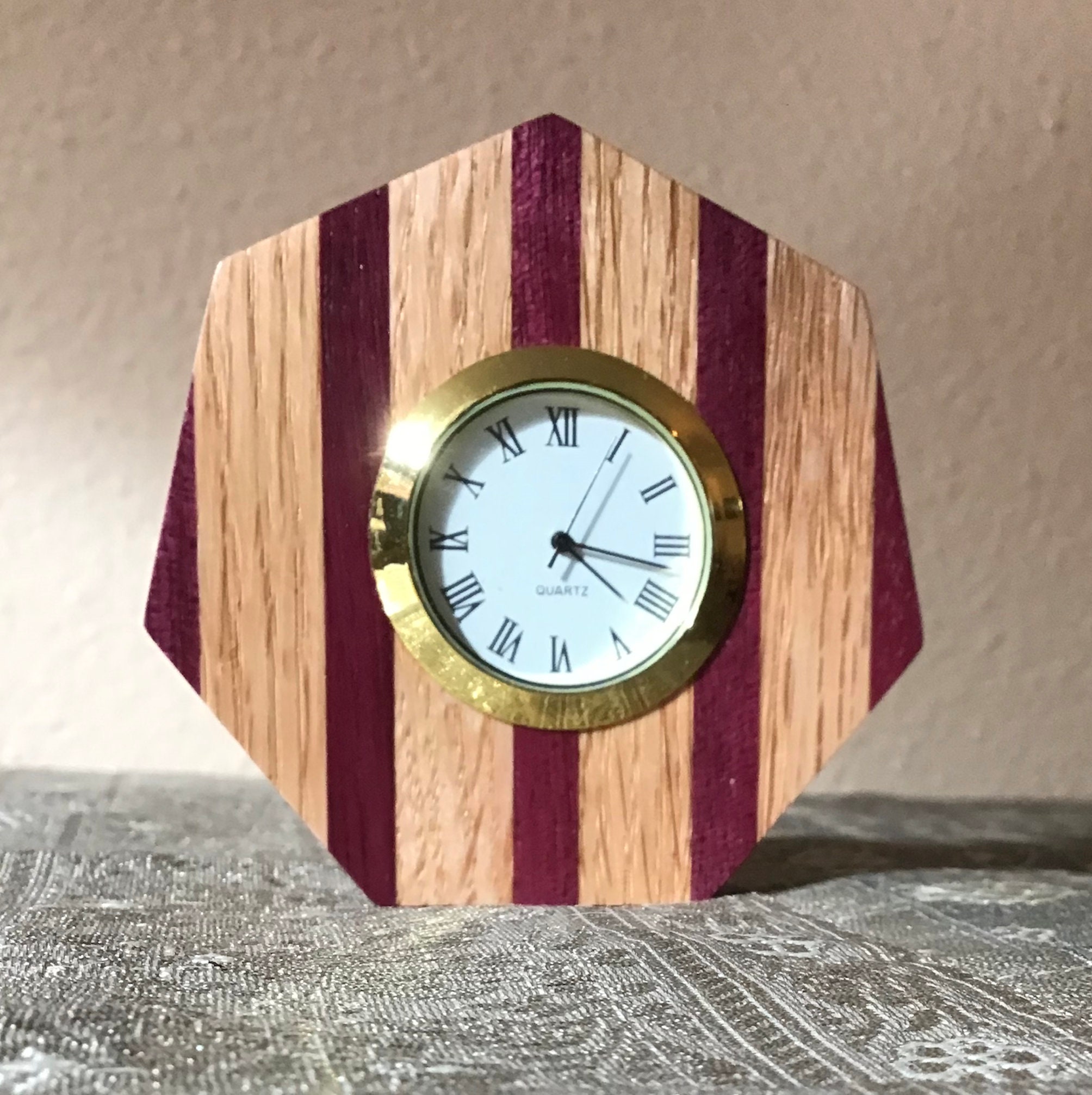 Tiny Wood Clock Small Wood Clock Desk Clock Office Clock Etsy