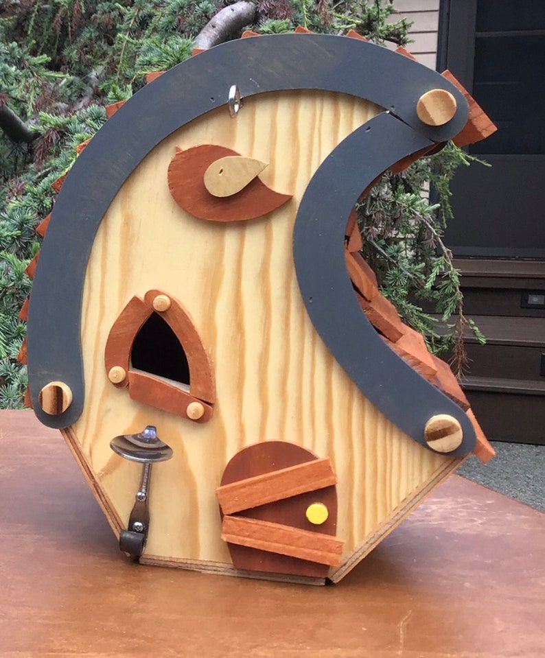 Whimsical Birdhouse With Spoon Perch Custom Birdhouse Etsy
