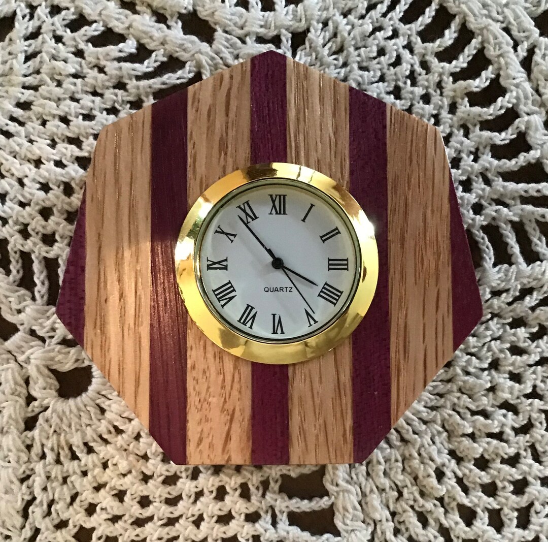 Tiny Wood Clock Small Wood Clock Desk Clock Office Clock Etsy