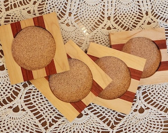 Handcrafted Maple & Padauk Hardwood Coaster Set