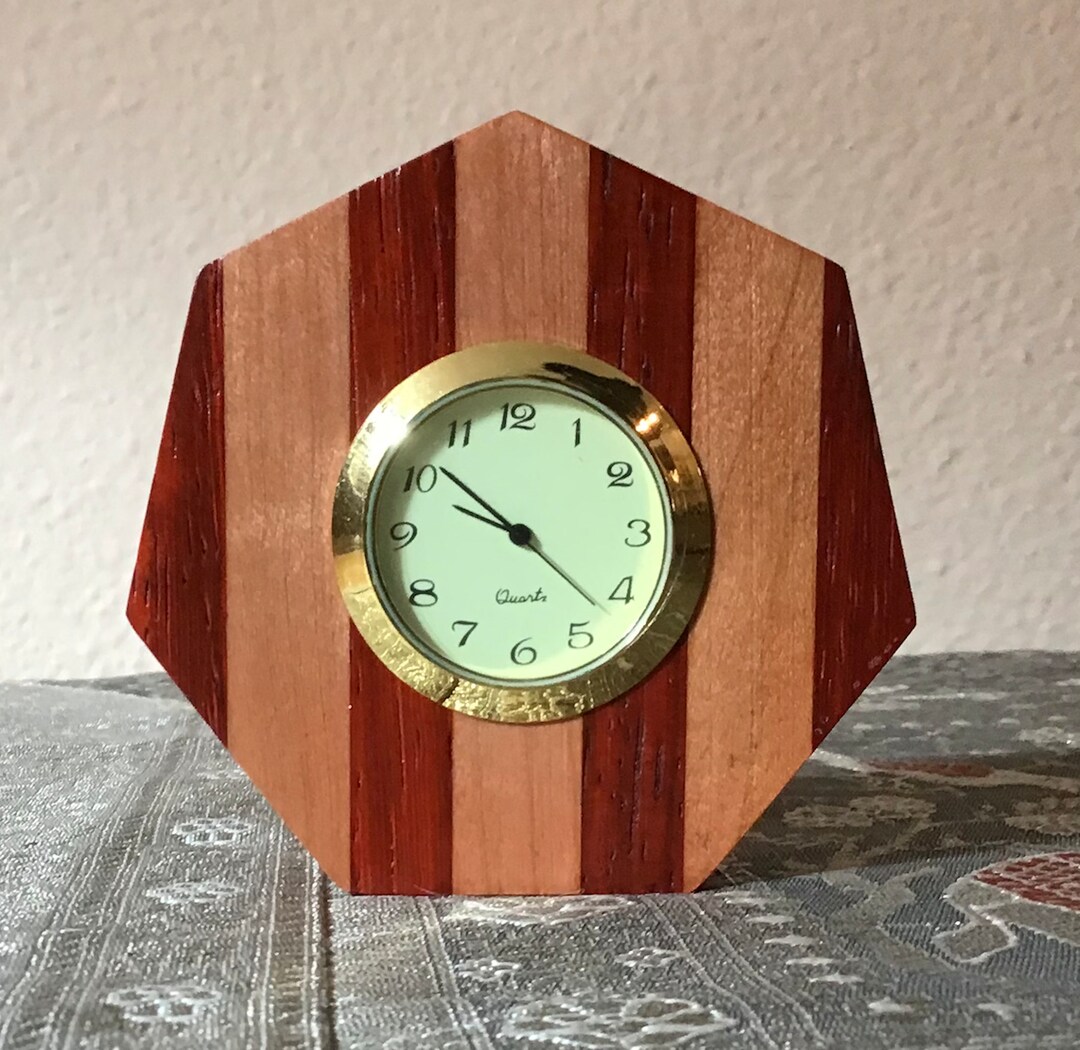 Tiny Wood Clock Small Wood Clock Desk Clock Office Clock Etsy