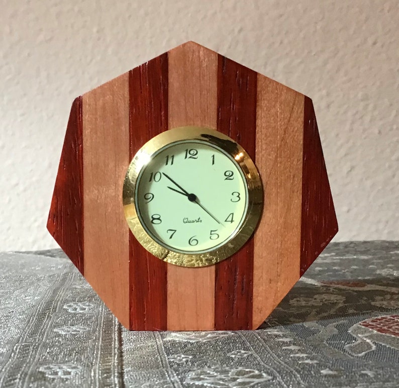 Tiny Wood Clock Small Wood Clock Desk Clock Office Clock Etsy