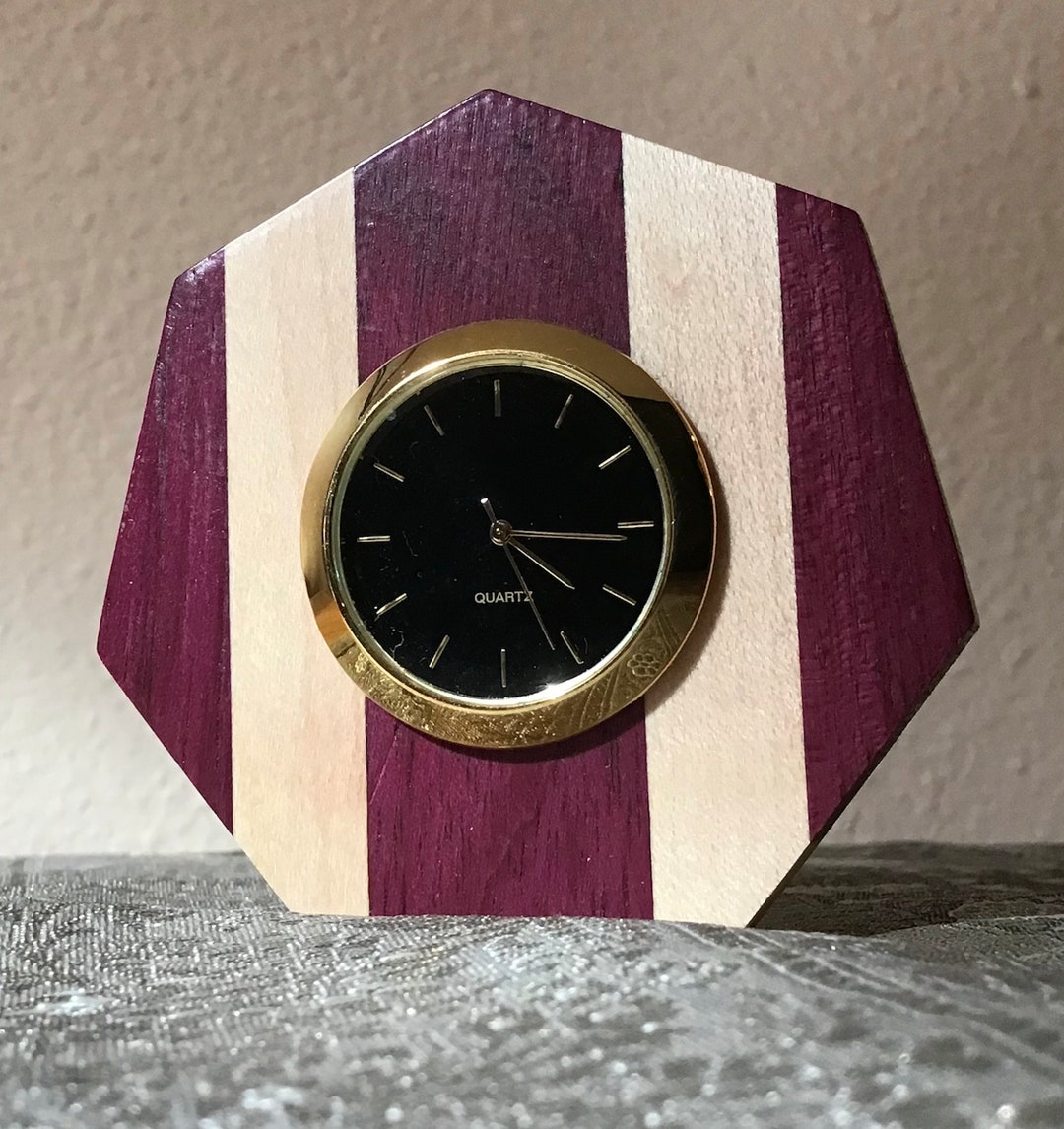 Tiny Wood Clock Small Wood Clock Desk Clock Office Clock Etsy