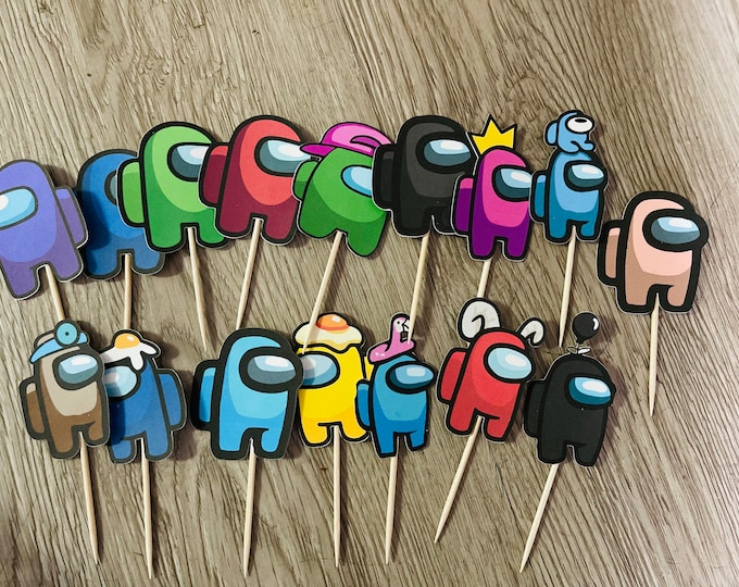 Among Us Cupcake Topper 12 Etsy