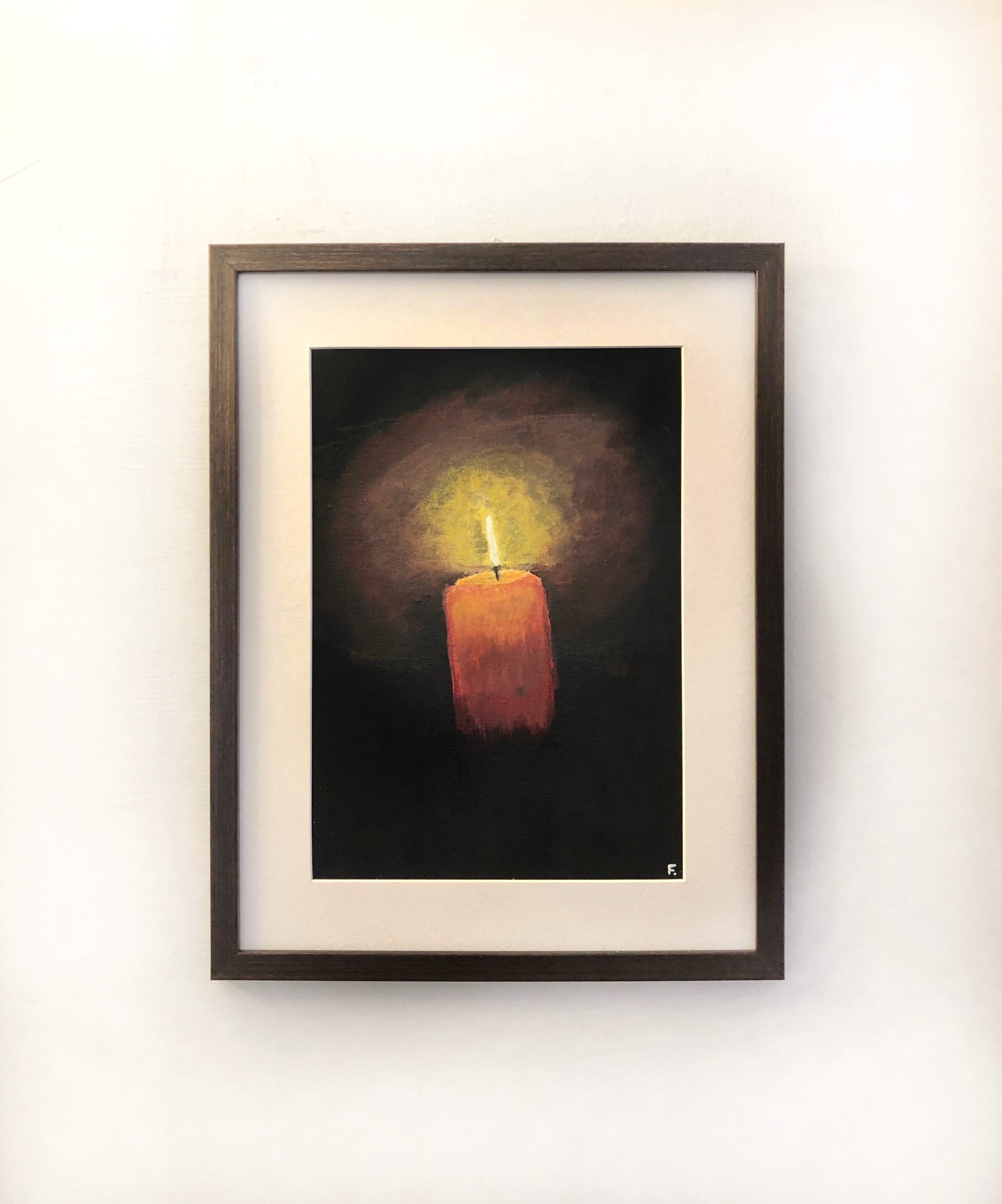 Original acrylic candle framed painting on canvas Etsy