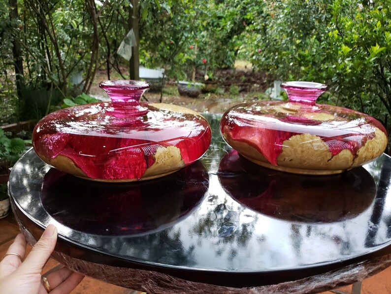 Handmade wood Epoxy vase epoxy Resin Wooden green vases Etsy