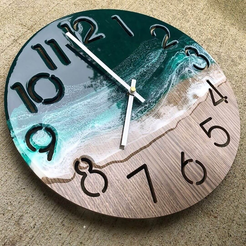 Resin 3d clock resin wall clock 3d epoxy wall clock Epoxy Etsy