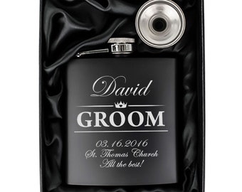 Personalised Metal Hip Flask – Groom Design