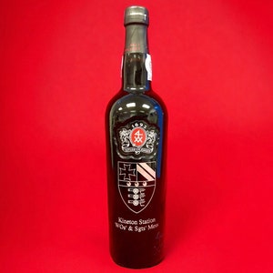 Engraved etched Port Bottle with own text and logo image 6