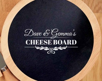 Personalised Slate Cheeseboard Set - Two Names