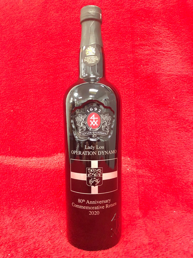 Engraved etched Port Bottle with own text and logo image 2