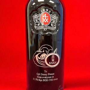 Engraved etched Port Bottle with own text and logo image 5