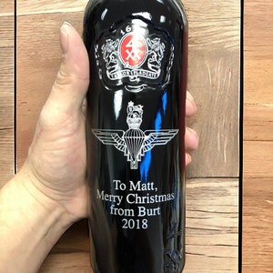 Engraved etched Port Bottle with own text and logo image 4