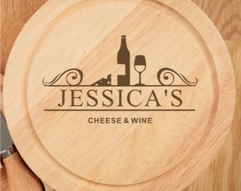 Personalised Wood Cheese and Wine Board