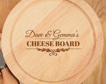 Personalised Wood Cheeseboard Set - Two Names