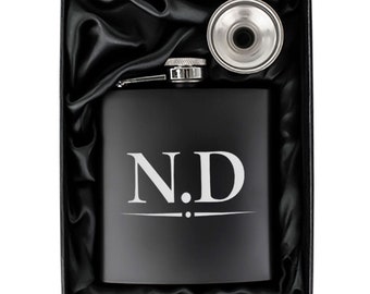 Personalised Metal Hip Flask – Initials Design