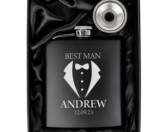 Personalised Metal Hip Flask – Wedding & Best Man Design