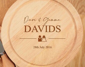 Personalised Wedding Wood Cheeseboard Set