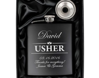 Personalised Metal Hip Flask – Usher Design