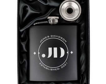 Personalised Metal Hip Flask – Established Initials