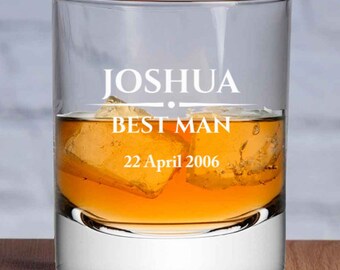 Wedding Party Personalised Stern Glass Whisky Tumbler