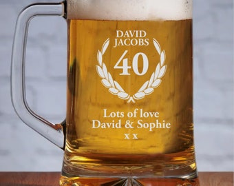 Personalised Glass Tankard - Birthday Year Design