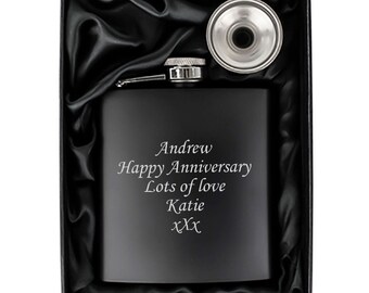 Personalised Metal Hip Flask – 5 Line Message