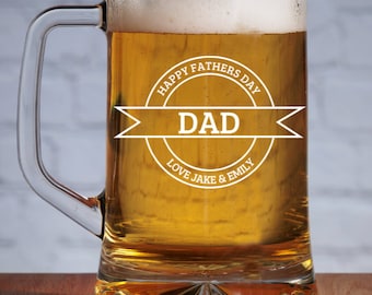 Personalised Father's Day Glass Beer Tankard