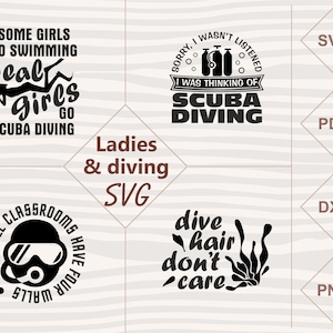 Señoras y buceo SVG paquete de pegatinas - Descarga digital - Cortar archivos para Cricut y Silhouette.