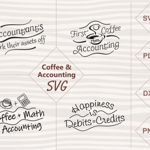 Pacchetto SVG per caffè e contabilità - File Cricut e Silhouette