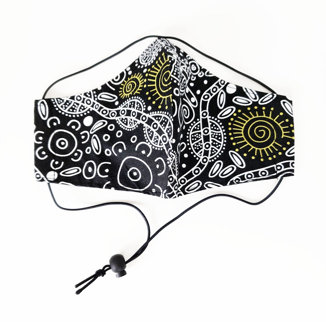 Face Mask Black And White Face Mask Adjustable Over The Head Etsy