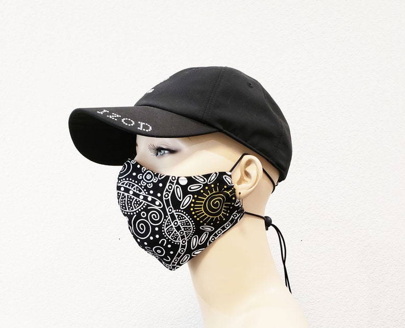 Face Mask Black And White Face Mask Adjustable Over The Head Etsy