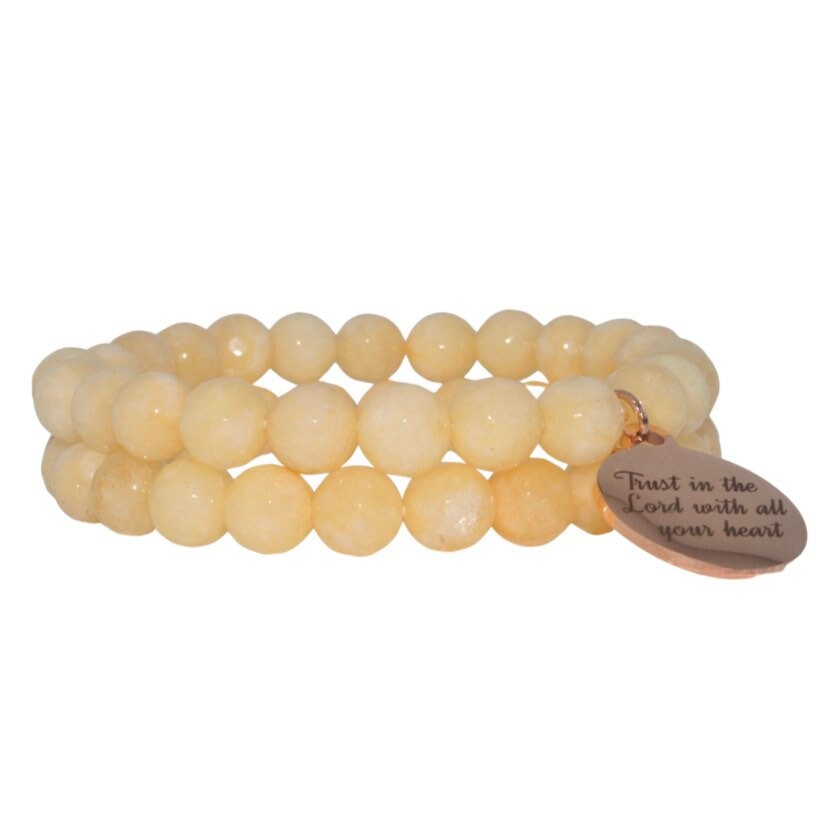 Yellow Jade Beaded Bracelet 8MM Etsy