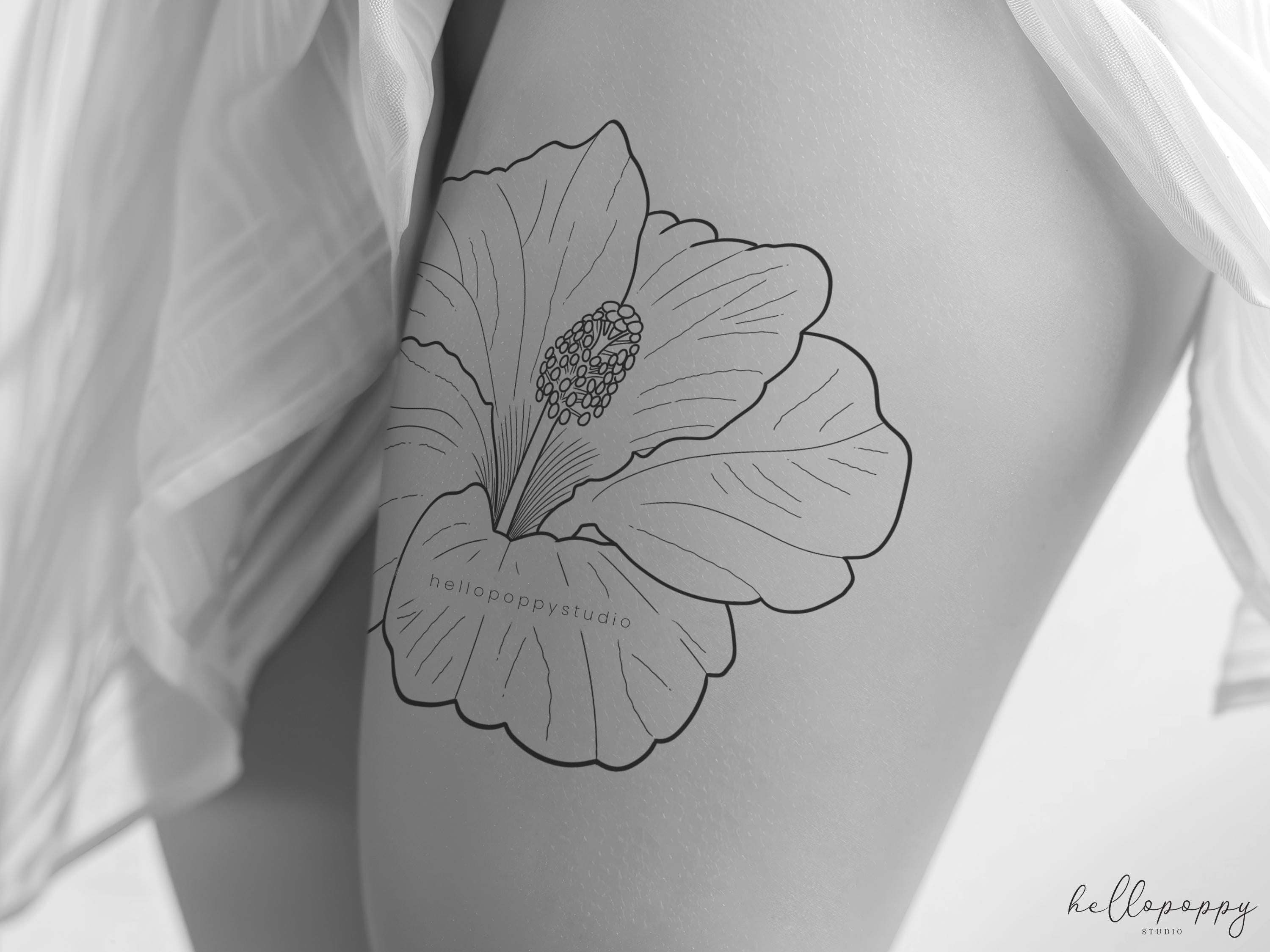 Black and White Tropical Flower Tattoo