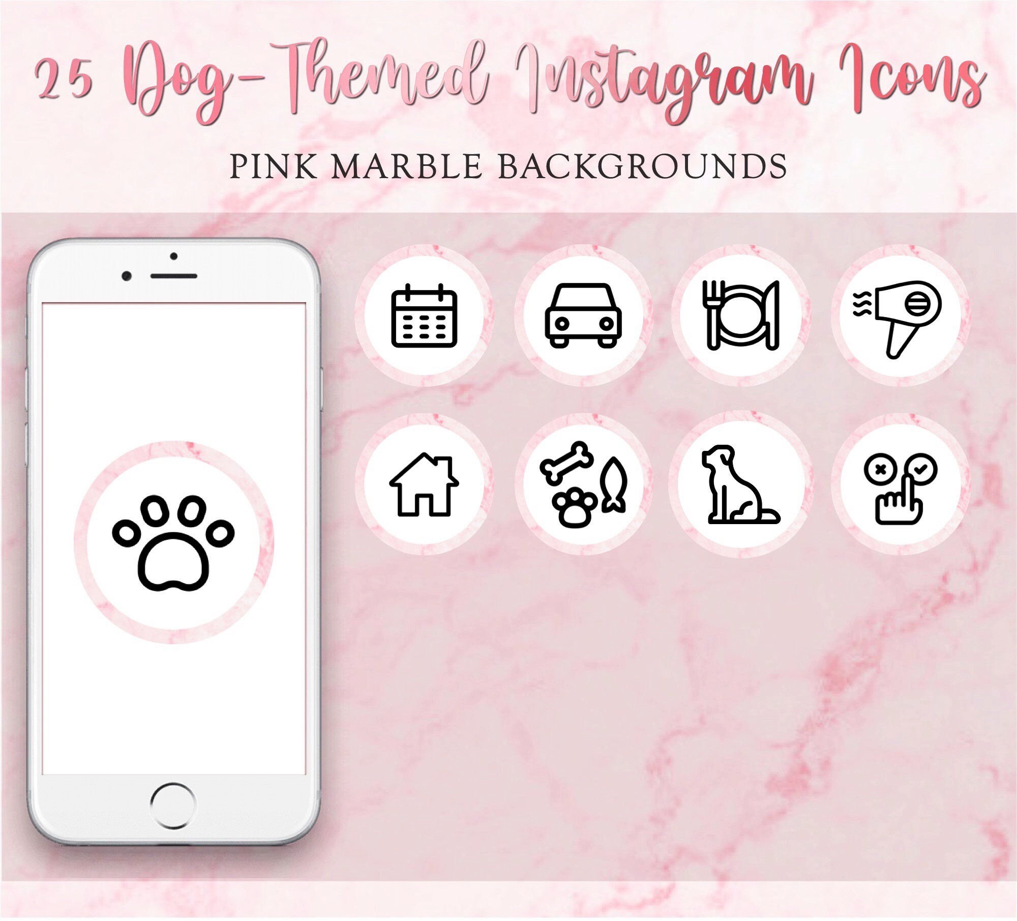25 rosa Marmor Hund Instagram Story Highlight Icons Instagram Etsy