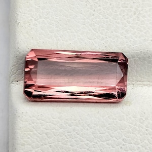 Brillian Pink Tourmaline Gemstone, 3.30 Cts, 12x6 MM, Rectangle Faceted Cut Tourmaline Loose Gemstone for Ring or Pendant Jewelry Making,