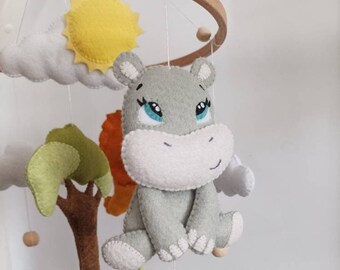 Baby Mobile Safari,  Jungle mobile, Nursery mobile, Nautical mobile, baby mobile neutral, animals Africa, Lion monkey hippo.