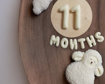 Baby milestone numbers set, Baby Monthly and Weekly Milestone Numbers Set, baby milestone cards, baby photo numbers, clouds, sheep