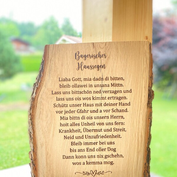 Bayerischer Haussegen mit Namen personalisiert Hochzeitsgeschenk Einweihung Verlobung Einzug personalisierte Geschenke
