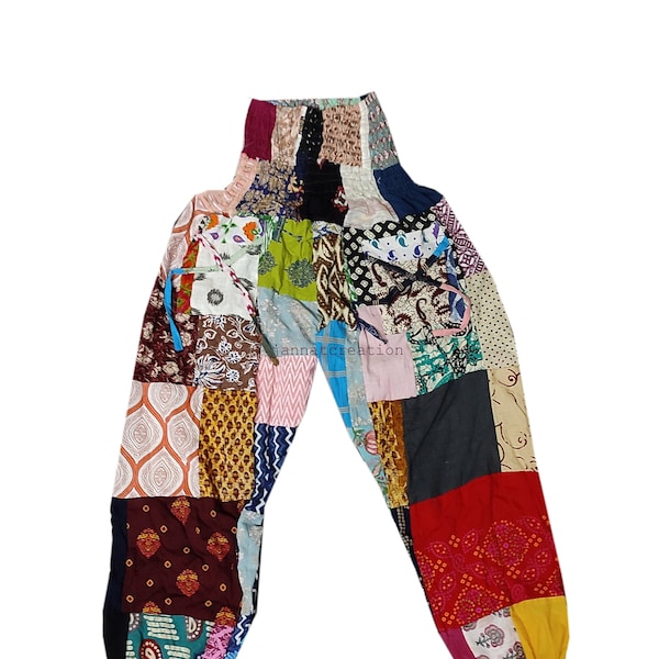 Indian Bohemian Assoted Patchwork Pants, Drawstring Yoga Pants, Super Comfy Cotton Pants Patcwork Harem Pants With Pockets For Men & Women