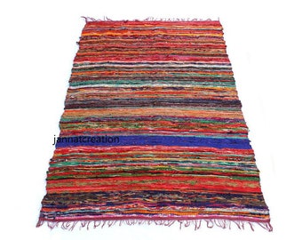 Boho Rug Rugs * Multi Color Chindi Rug * Living Room Rug * Handmade Chindi Rug *Area Rag Rugs *Rectangle Rug Rag * Indian Floor Rug Yoga Mat