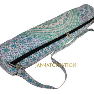 YOGA MAT BAG, Green Ombre Mandala Yoga Mat Carrier Bag, Yoga Bag For Yogi, Block Print, Gym Bags, Sports Bags, Exercise Bag, Pilates Mat Bag