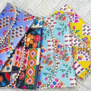 Lote de 5 a 100 piezas de bolsos de mano bordados hechos a mano para mujer, regalos de boda indios, regalos de dama de honor, obsequios de boda, obsequios de devolución de invitados