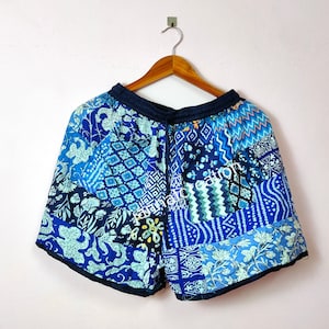 Unisex Handmade Colorful Patchwork Shorts Booty Style Yoga Shorts With Pockets Multi Color Patchwork Shorts Unisex Shorts Vintage Shorts
