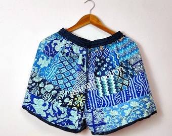 Handmade Rayon Patchwork Shorts: Boho Yoga Style with Pockets